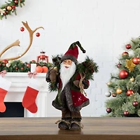 16" Country Rustic Standing Santa Claus with Knitted Snowflake Jacket
