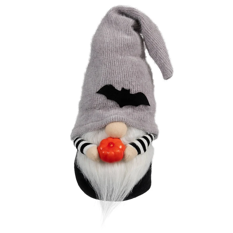 8" Halloween Bat Standing Gnome with Pumpkin