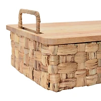 Household Essentials Stackable Hyacinth Basket Set with Oak Lids