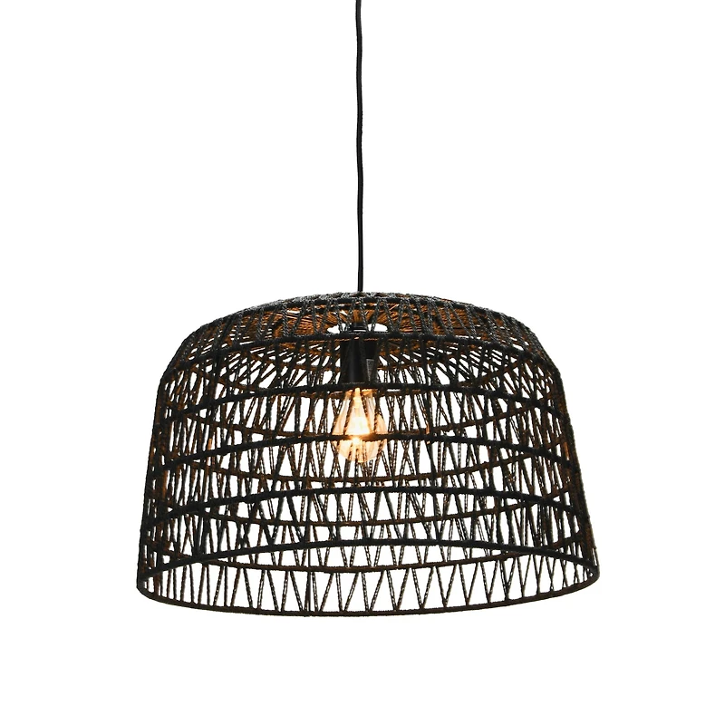 Hello Honey® 19.5" Charcoal Gray Woven Pendant Lamp