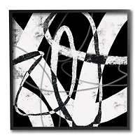 Stupell Industries Black and White Abstract Moving Paint Brush Strokes,12" x 12"