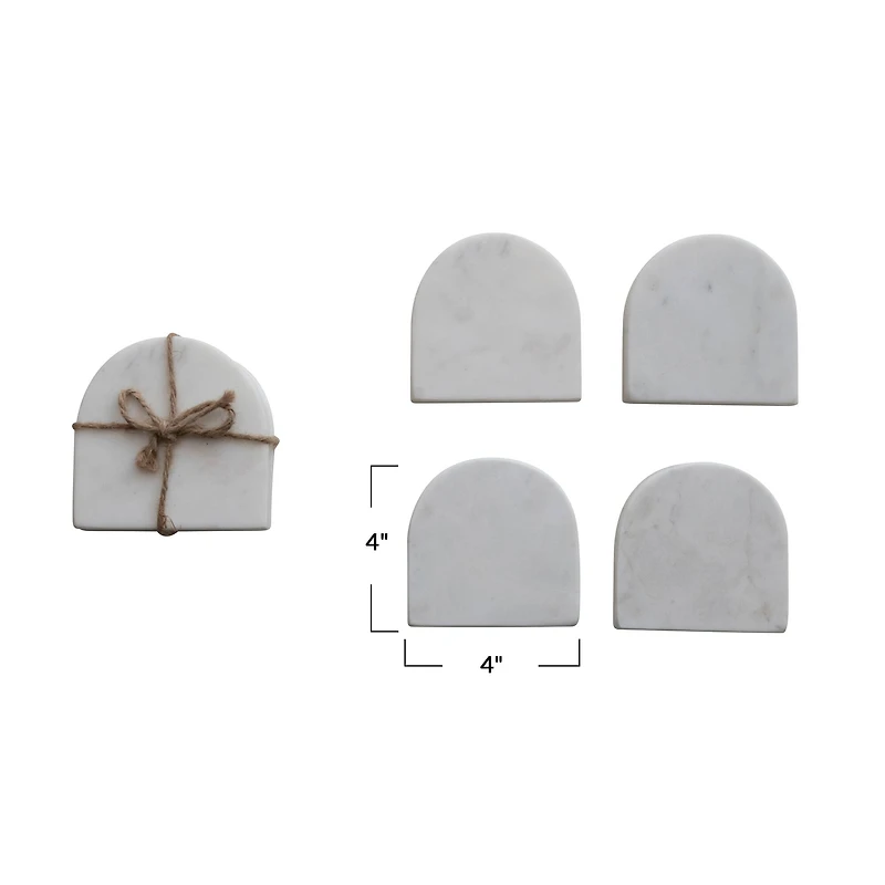 Hello Honey® White Modern Arched Marble Coaster Set