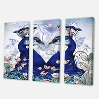 Designart - Two Blue Peacocks With Wildflowers
