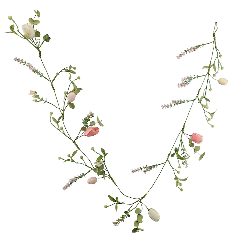 5ft. Pink Tulip & Eggs Coiled Garland by Ashland®