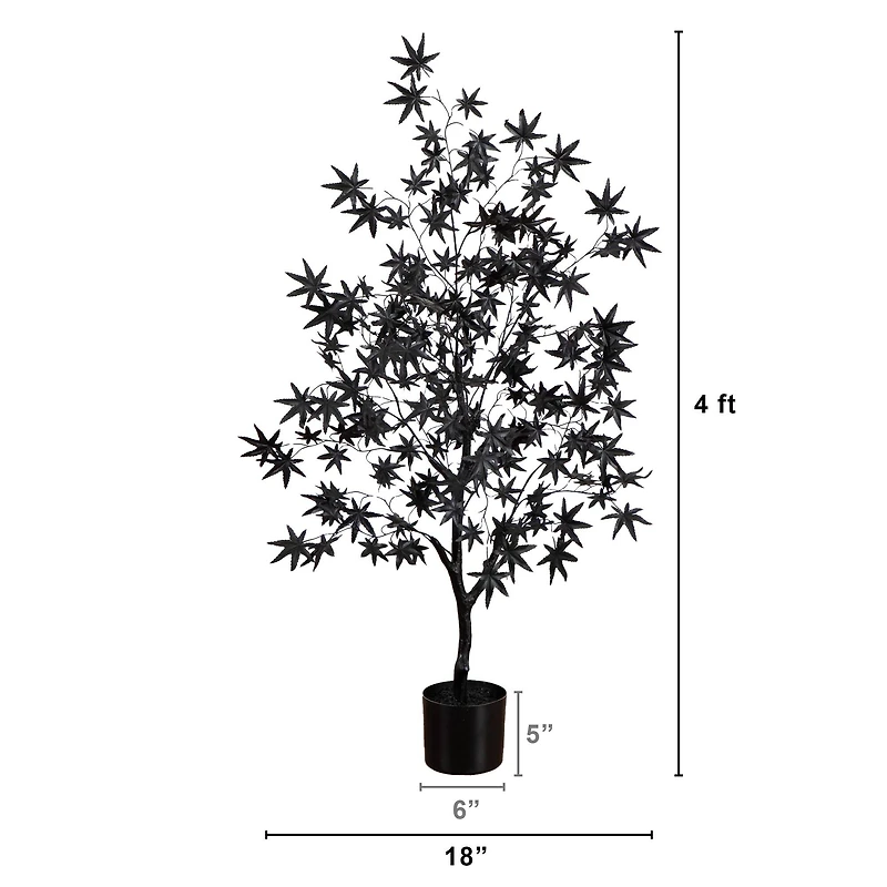 4ft. Artificial Halloween Eerie Black Maple Tree