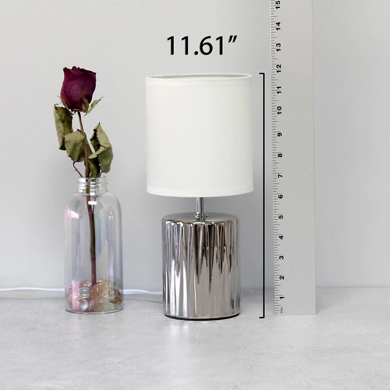 Simple Designs 11.5" Ruffled Metallic Chrome Capsule Table Lamp