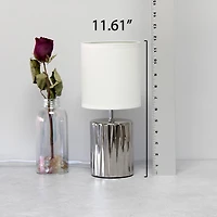 Simple Designs 11.5" Ruffled Metallic Chrome Capsule Table Lamp