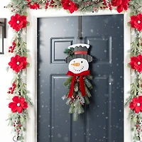 Glitzhome® 25" Greenery Snowman Door Hanger