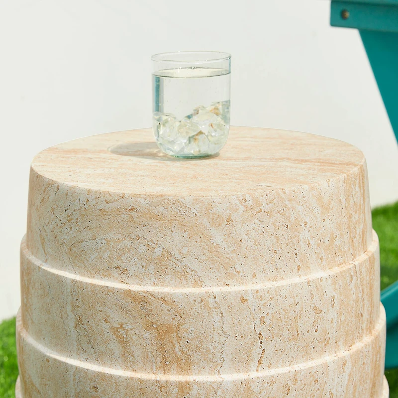 Glitzhome® 18.5" Multi-Functional Faux Travertine Garden Stool