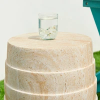 Glitzhome® 18.5" Multi-Functional Faux Travertine Garden Stool