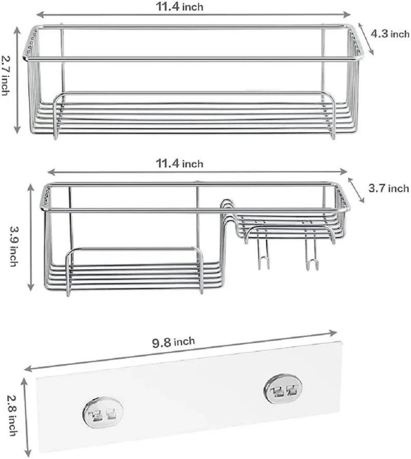NEX™ Silver Shower Caddy Hanging Basket Shelf Set