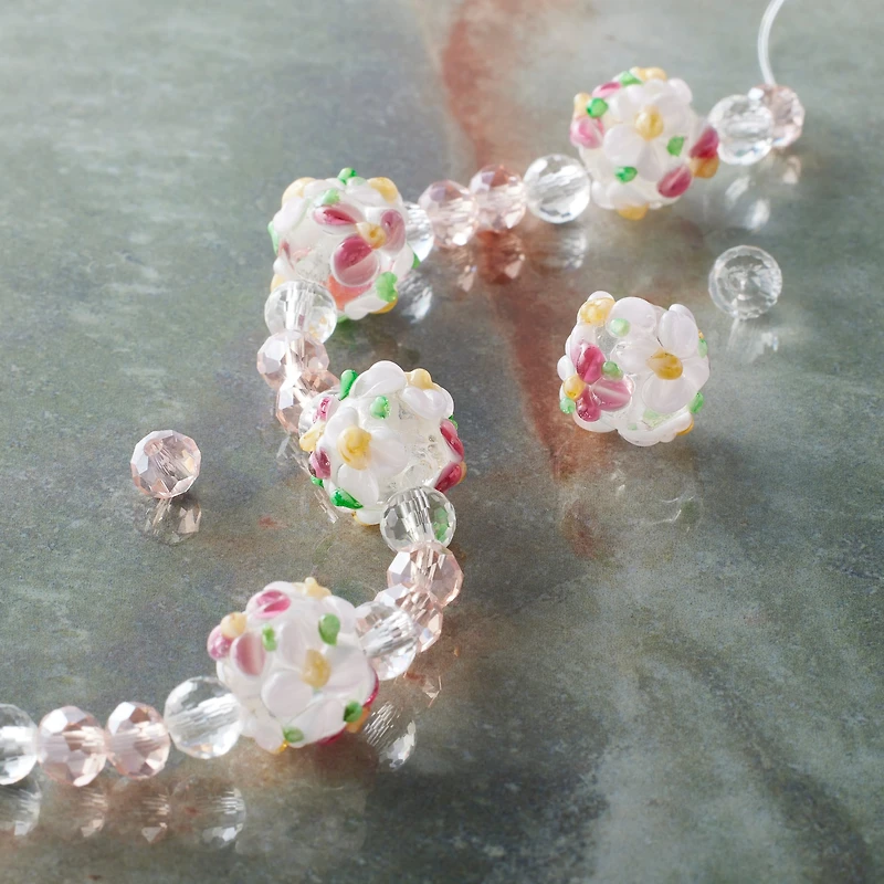 Flower Lampwork Glass Ball Bead Mix by Bead Landing™