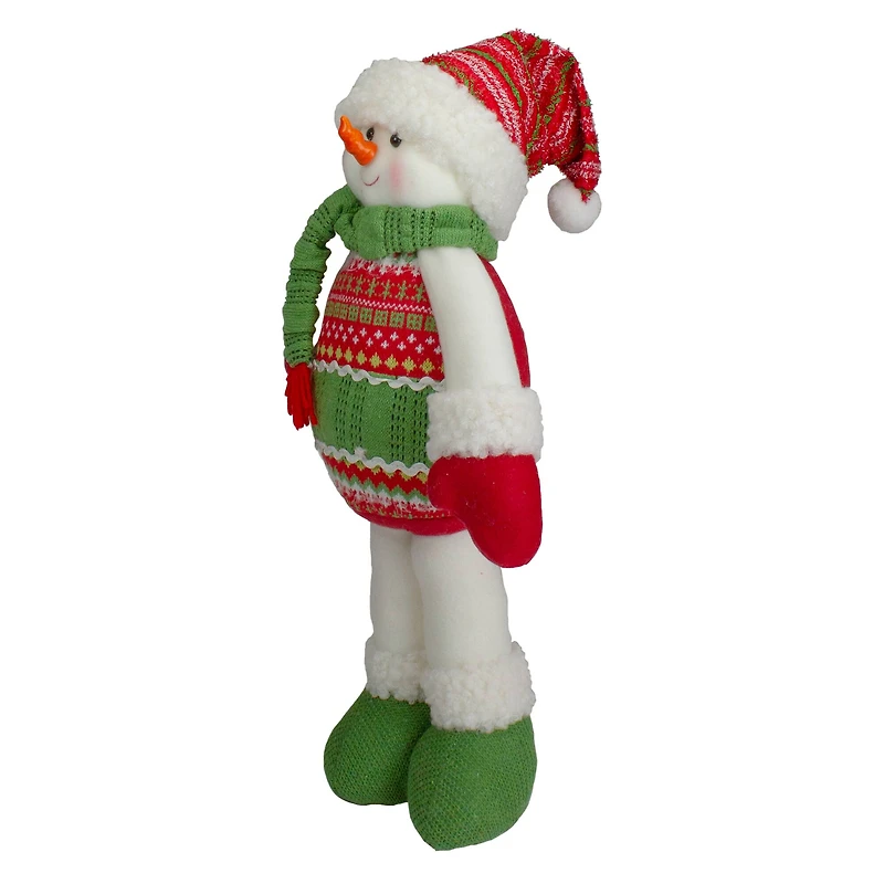 17.5" Red & Green Jolly Plush Snowman Christmas Figure
