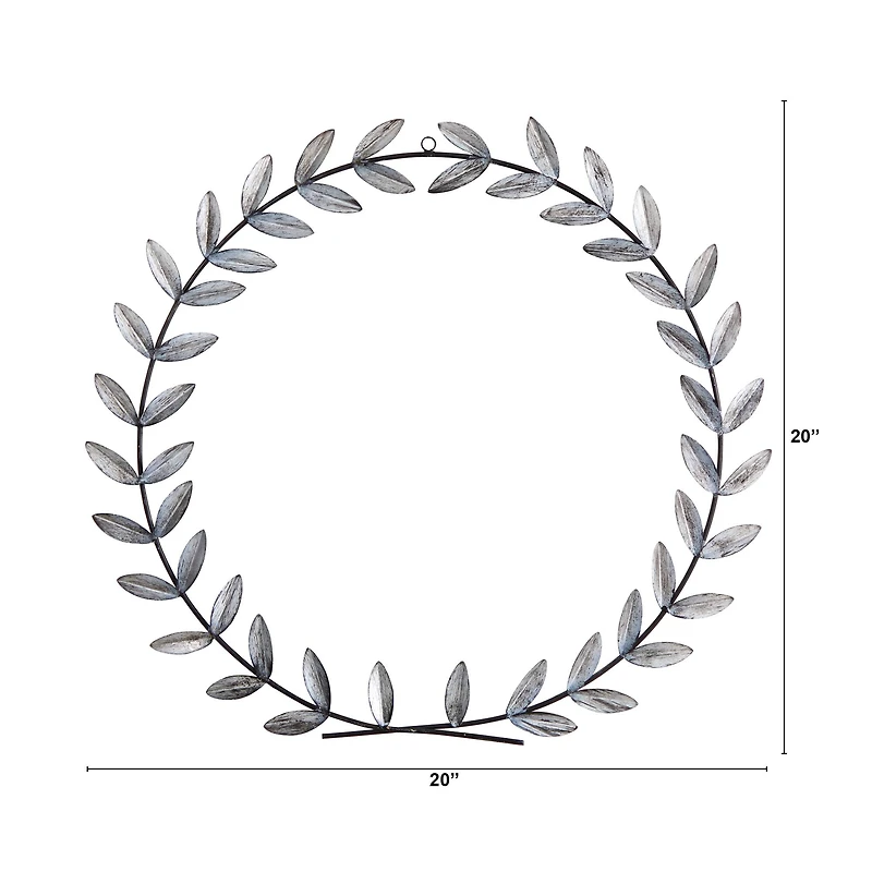 20" White Metal Olive Leaf Wall Décor