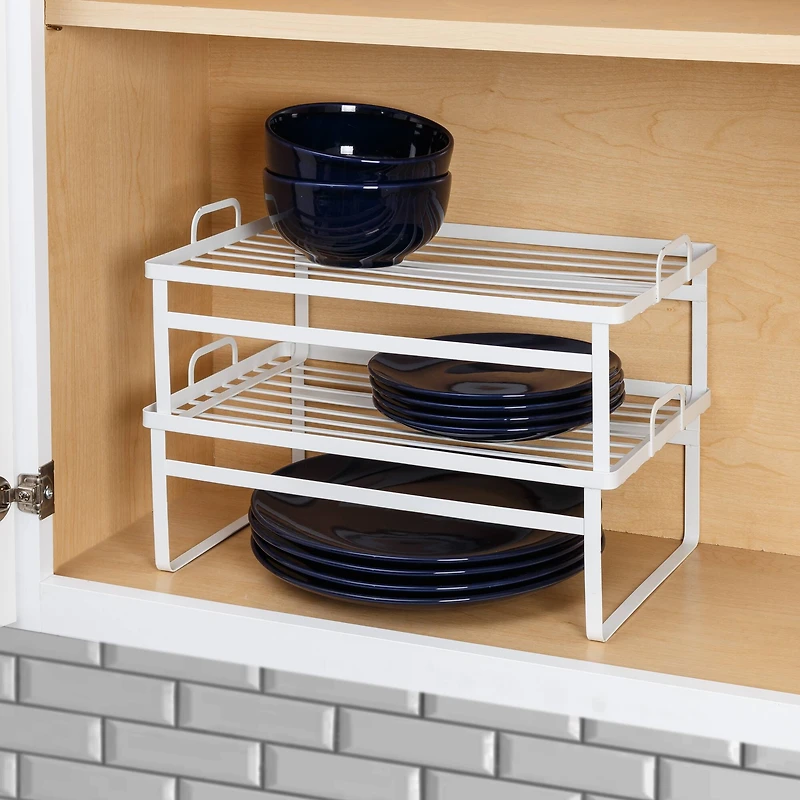 Honey Can Do White Stackable Shelves for Cabinets Set