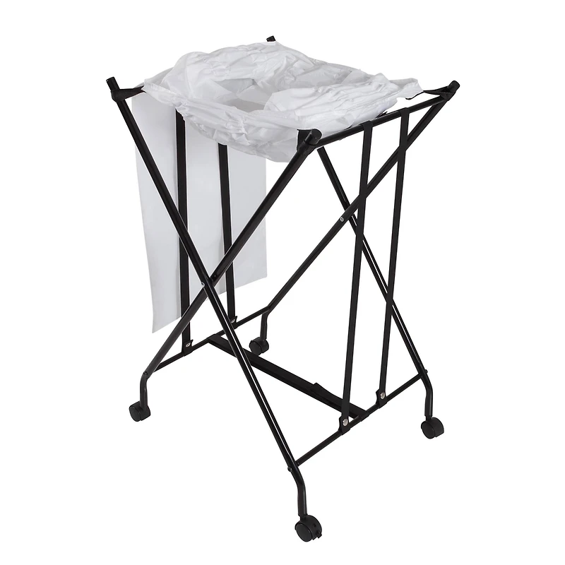 Honey Can Do Black/ Single Bounce Back Hamper with Wheels and Lid