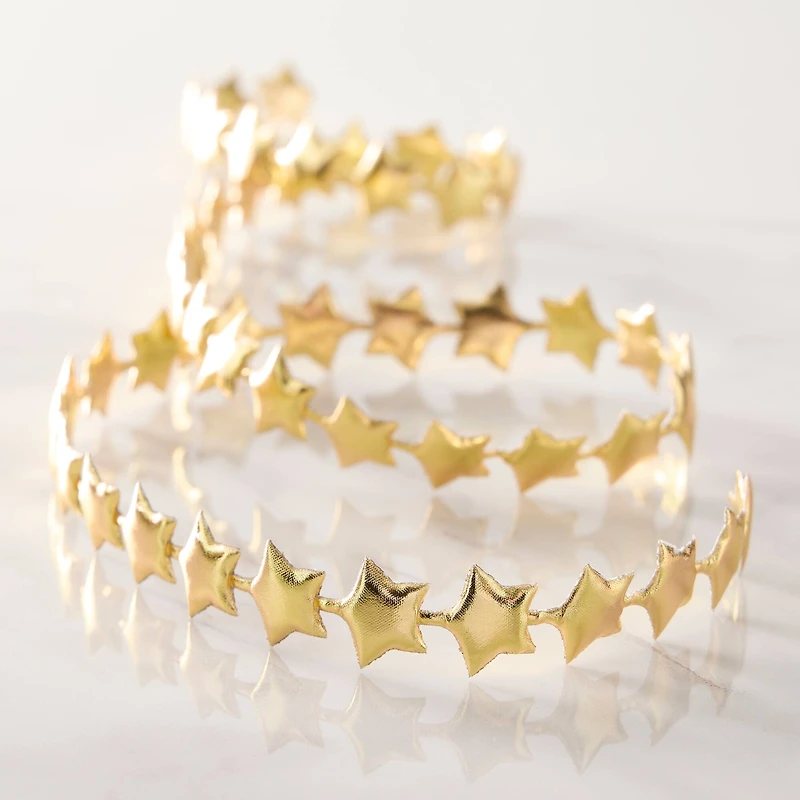 5/7" x 3yd. Gold Metallic Star Ribbon by Celebrate It® Classic