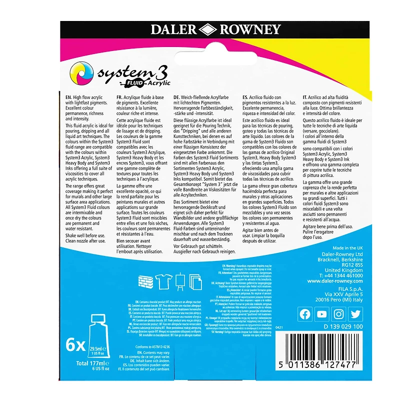 Daler-Rowney® System3 Fluid Acrylic Starter Set