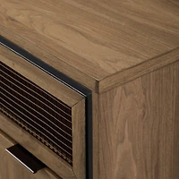 Walker Edison English Oak Mesh Metal Accent Cabinet