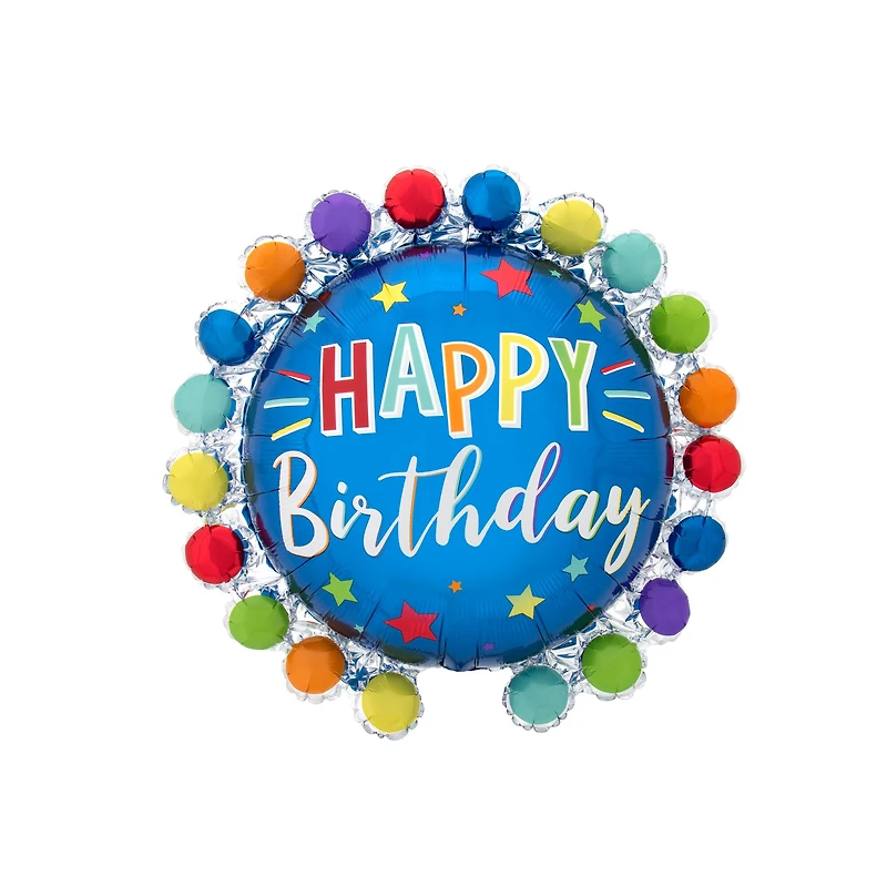 26" Dot Circle Happy Birthday Foil Balloon