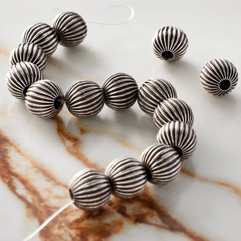Antique Silver Round Beads, 10mm by Bead Landing®