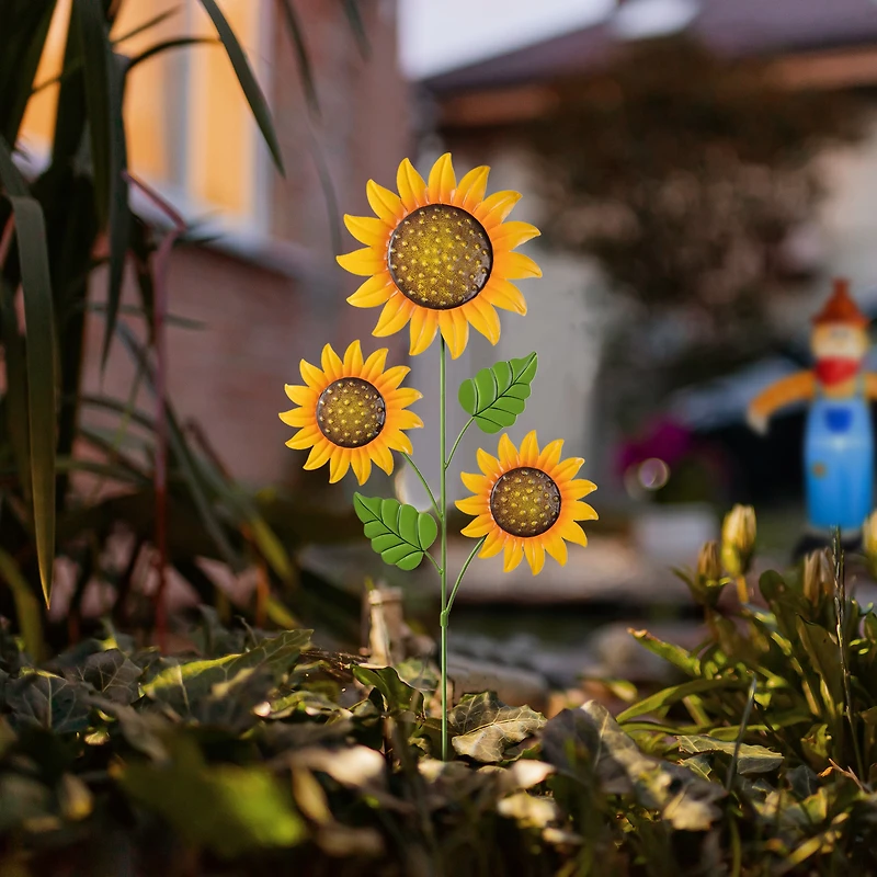 Glitzhome® 48.25" Fall Metal Sunflowers Yard Stake