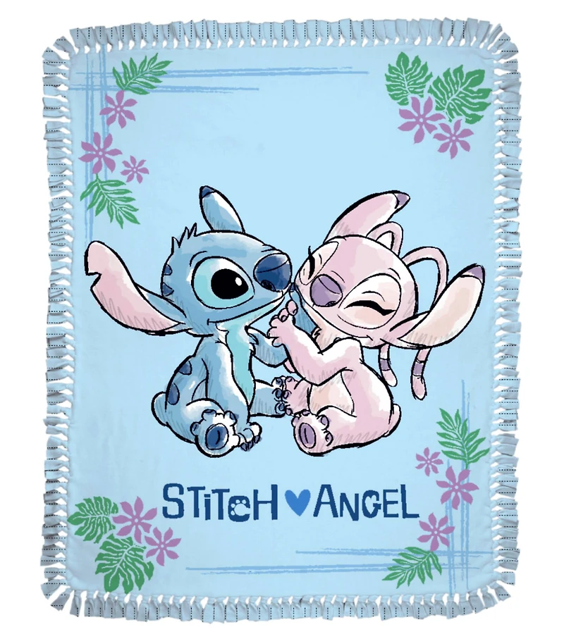 Lilo & Stitch 48" Stitch Loves Angel No Sew Fleece Throw Kit