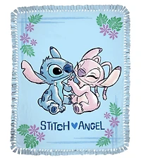 Lilo & Stitch 48" Stitch Loves Angel No Sew Fleece Throw Kit