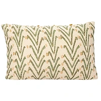 Hello Honey® 24" Natural, Green & Mustard Floral Pattern Lumbar Pillow