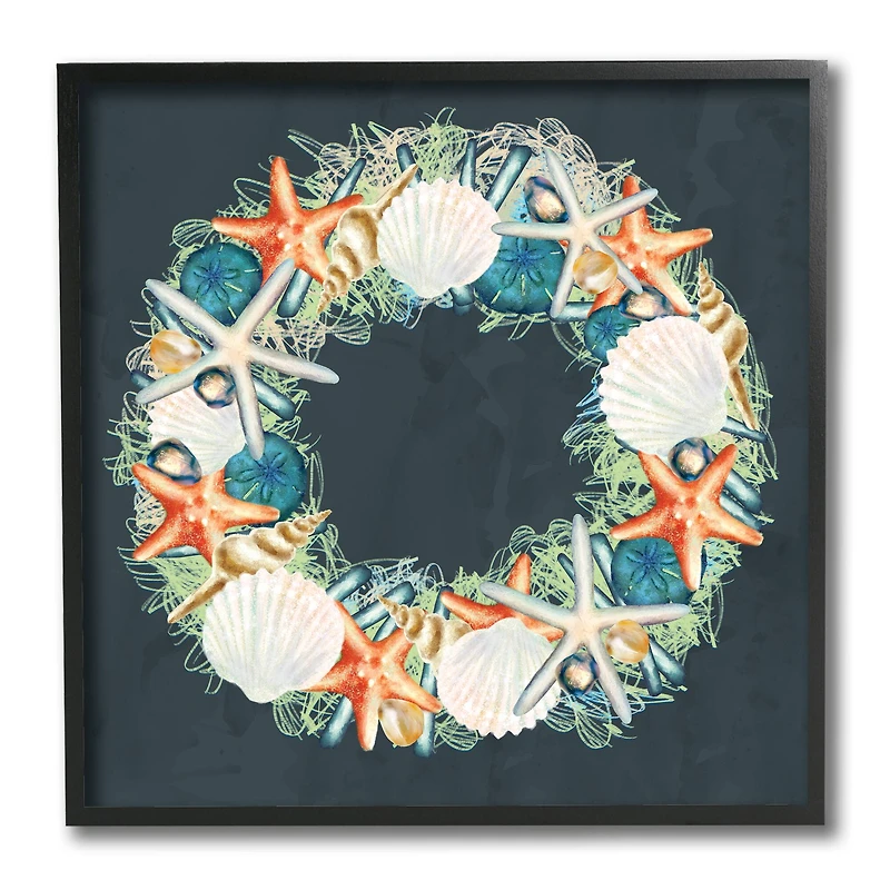 Stupell Industries Starfish and Nautical Sea Shell Wreath, 12" x 12"