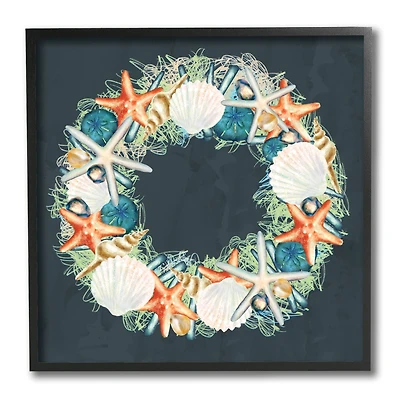 Stupell Industries Starfish and Nautical Sea Shell Wreath, 12" x 12"