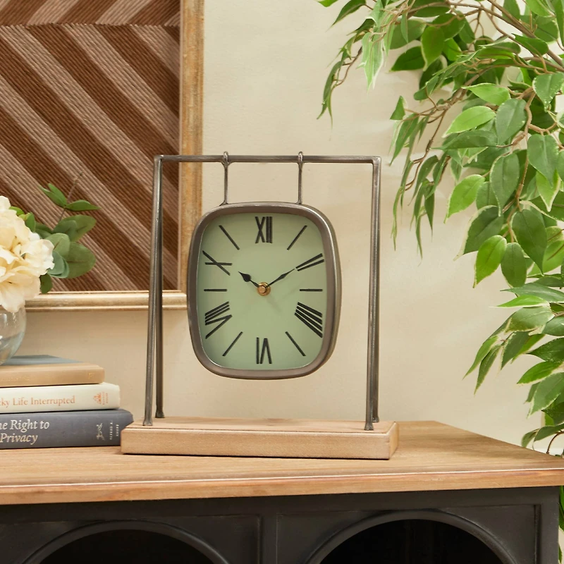 12" Gray Wood Farmhouse Swing Clock