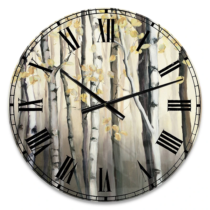 Designart 'Golden Birch Forest Iv Traditional Wall Clock
