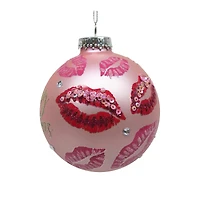 4" Pink Merry Kissmas Glass Ball Ornament by Ashland®