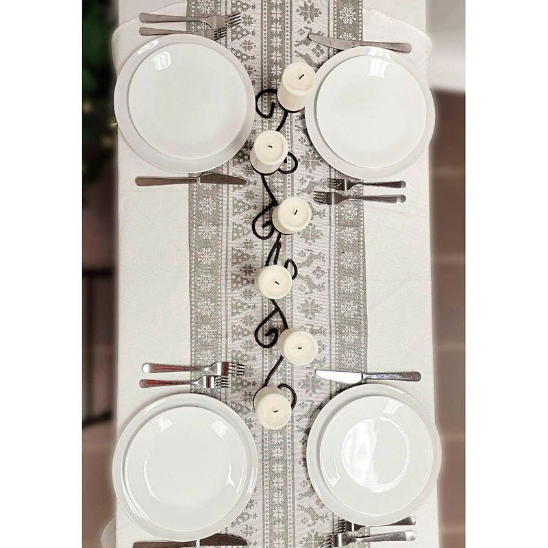 Wizardi 13.75" x 67" Gray Nordic Christmas Table Runner