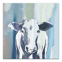 Navy Cow Sketch 20" x 20" Canvas Wall Art
