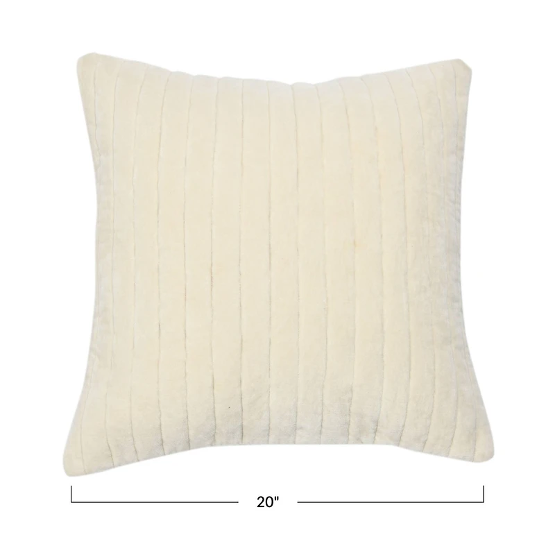 Hello Honey® 20" Square Quilted Velvet Pillow Cover with Channel Stitch