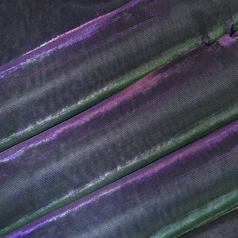 Feldman Purple & Green Metallic Knit Fabric