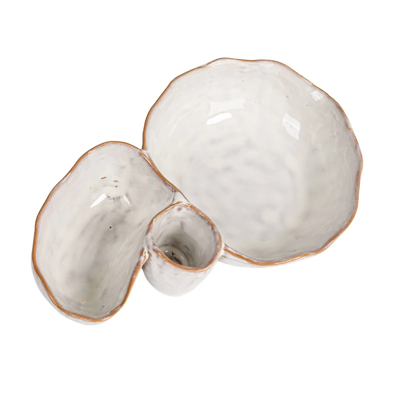 Hello Honey® 8" White Tri-Section Stoneware Dish