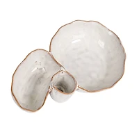 Hello Honey® 8" White Tri-Section Stoneware Dish