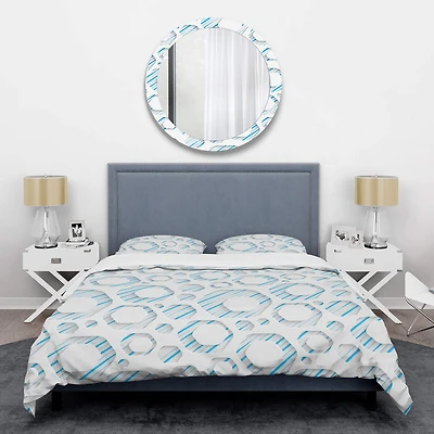 Designart '3D White And Blue Pattern IV' Mid-Century Duvet Cover Set