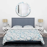 Designart '3D White And Blue Pattern IV' Mid-Century Duvet Cover Set