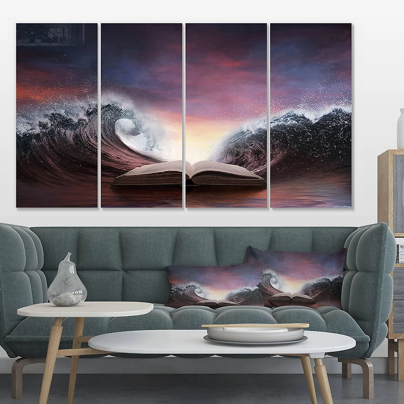 Designart - Bible and two large waves