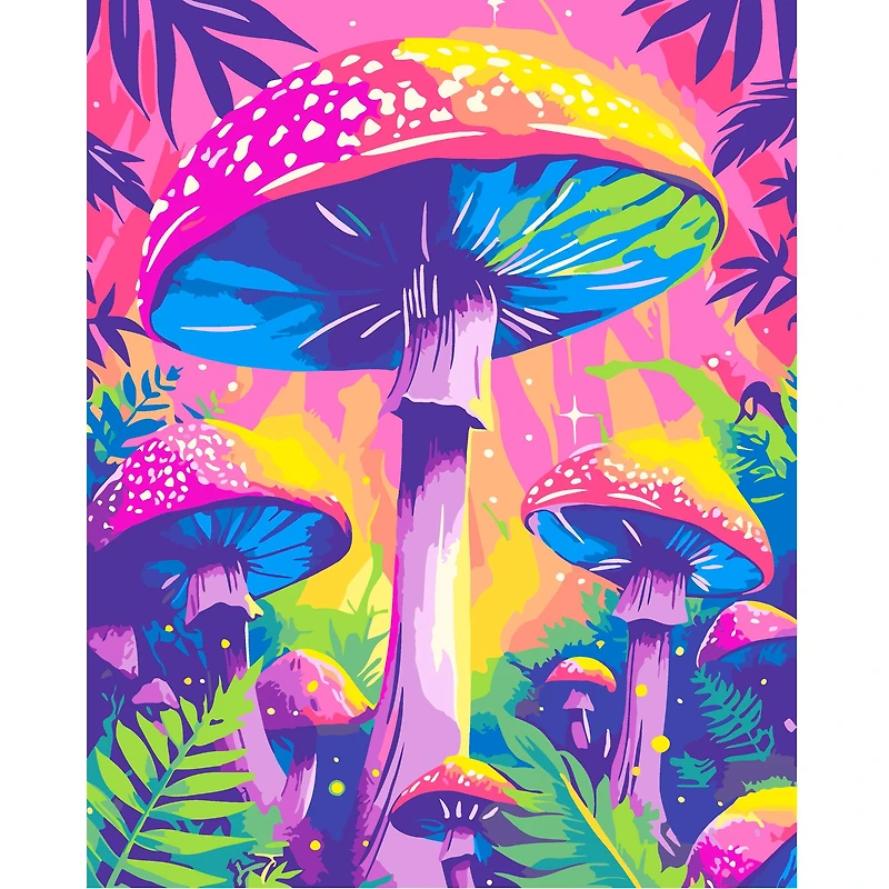 16" x 20" Neon Mushrooms Paint-by-Number Kit by Artist's Loft®