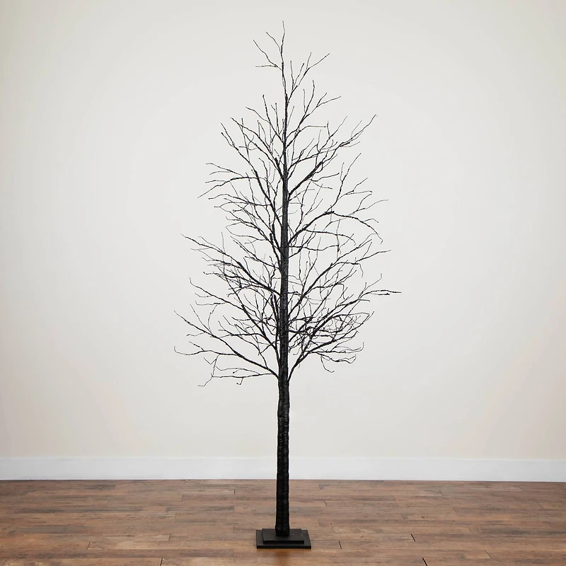 8ft. Pre-Lit Halloween Black Twig Artificial Tree with 510 Orange & Purple LED Lights