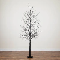 8ft. Pre-Lit Halloween Black Twig Artificial Tree with 510 Orange & Purple LED Lights