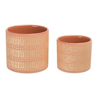 Hello Honey® Coral Stoneware Pots with Gold Pattern Set