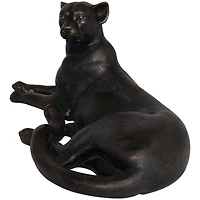 13" Black Laying Leopard Sculpture