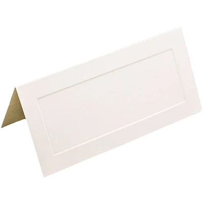 JAM Paper Embossed Border Off White Fold-Over Wedding Table Place Cards, 100ct.