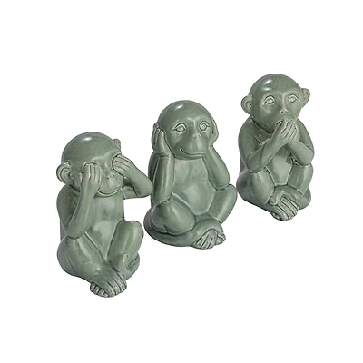 Hello Honey® Green Hear No Evil Stoneware Monkey Décor Accent Set